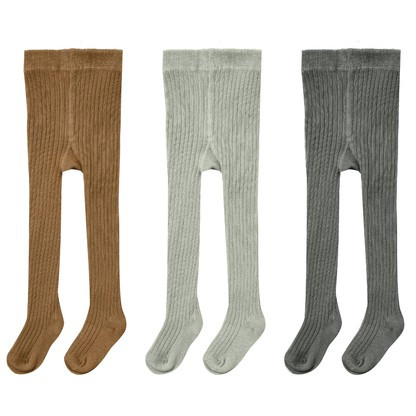 Rylee & Cru Ribbed Tights 3-Pack, Rust, Agave, Charcoal | SpearmintLOVE