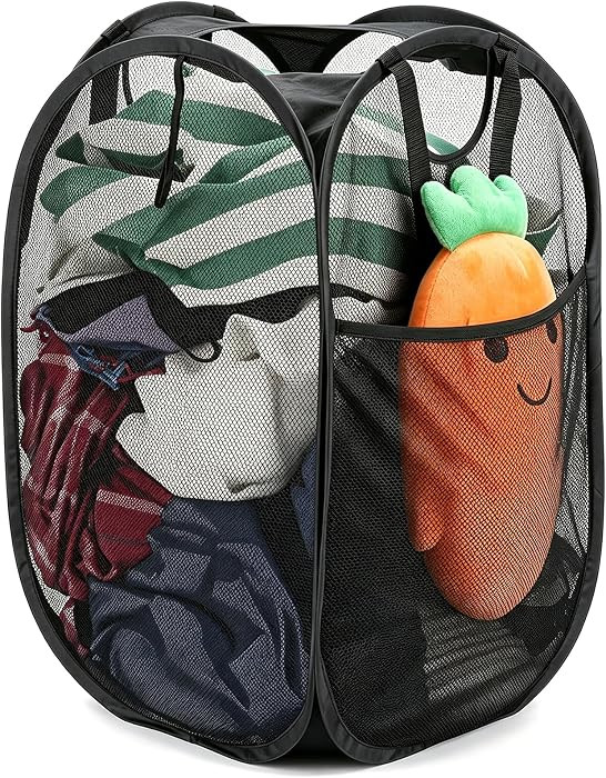 Strong Mesh Pop Up Laundry Hamper, 70L Collapsible Laundry Basket with Steel Frame, Double\u2011S... | Amazon (US)