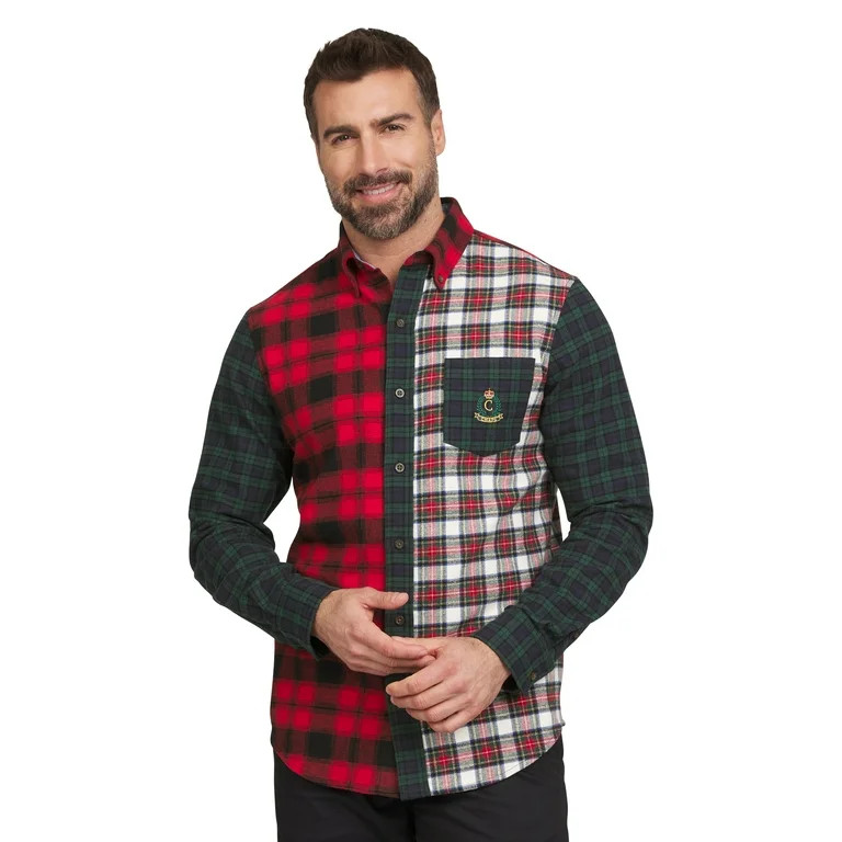 Chaps Men's & Big Men's Piece Flannel Plaid Button Down Long Sleeve Shirt , Sizes S-2XL - Walmart... | Walmart (US)