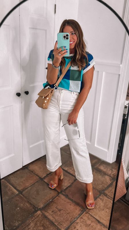 Amazon casual summer outfit

High-rise rib cage ankle straight Levi’s - true to size

Cap sleeve color block sweater - I sized up to a large

Hammitt vip crossbody bag

Clear strap block heeled sandals


#LTKOver40 #LTKStyleTip #LTKItBag