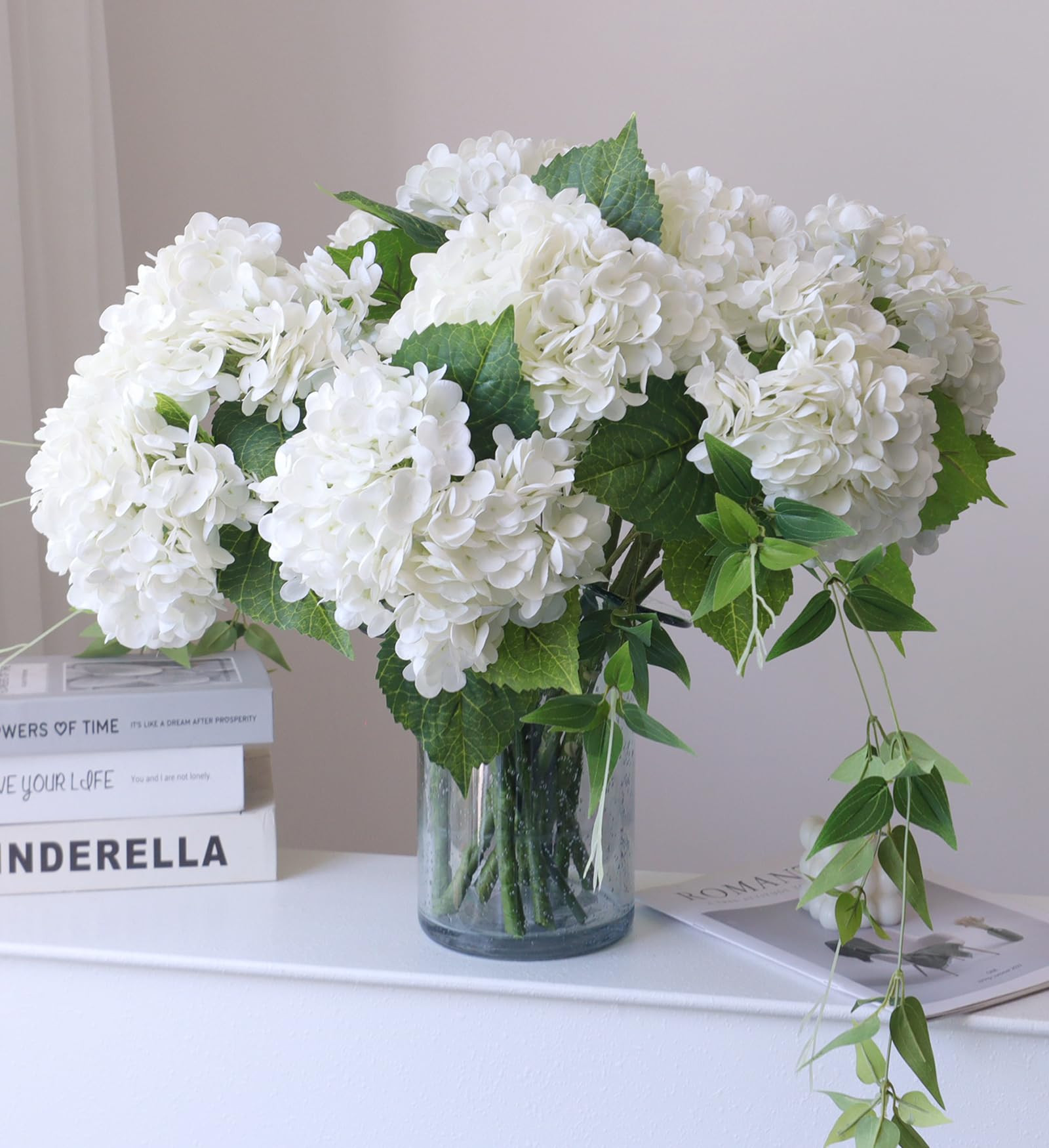 Buart 3PCS Long Stem Big Size Flowers Artificial Silk Hydrangea Lifelike Flowers Real Touch White... | Amazon (US)