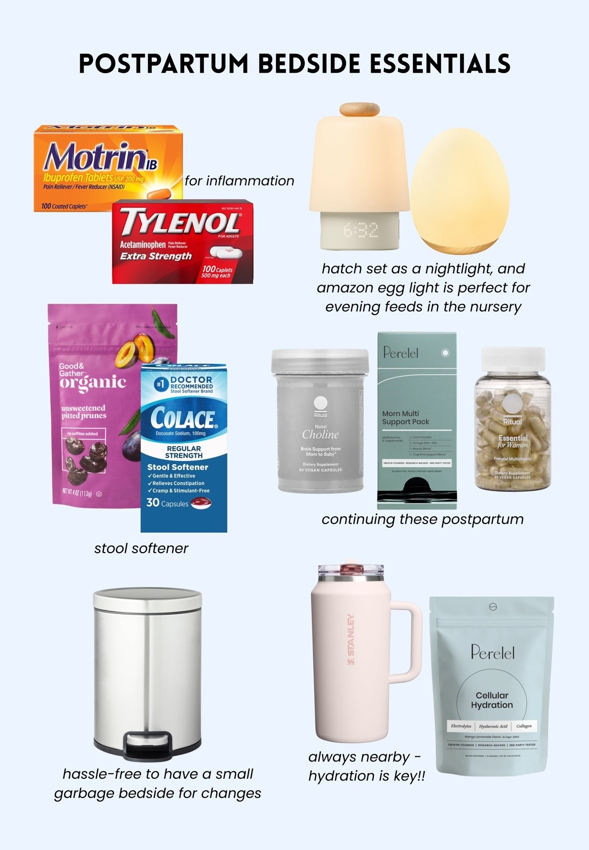 [9/18/26] postpartum bedside essentials 🤍 highly recommend these items to have on hand for an easier transition postpartum

#LTKBaby #LTKselfcare
