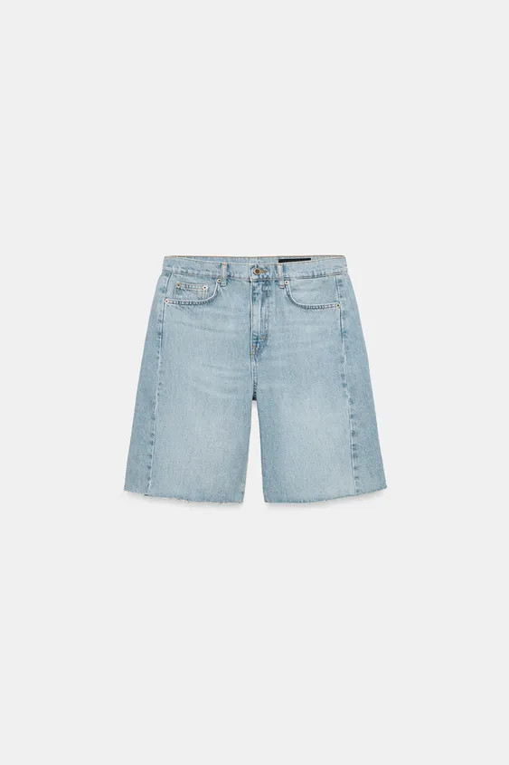 ZW COLLECTION RELAXED FIT MID-RISE DENIM SHORTS | Zara US