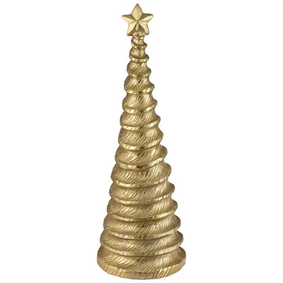 Northlight Metallic Swirling Spirals Tabletop Tree with Star Christmas Decoration - 13.5" - Gold | Target