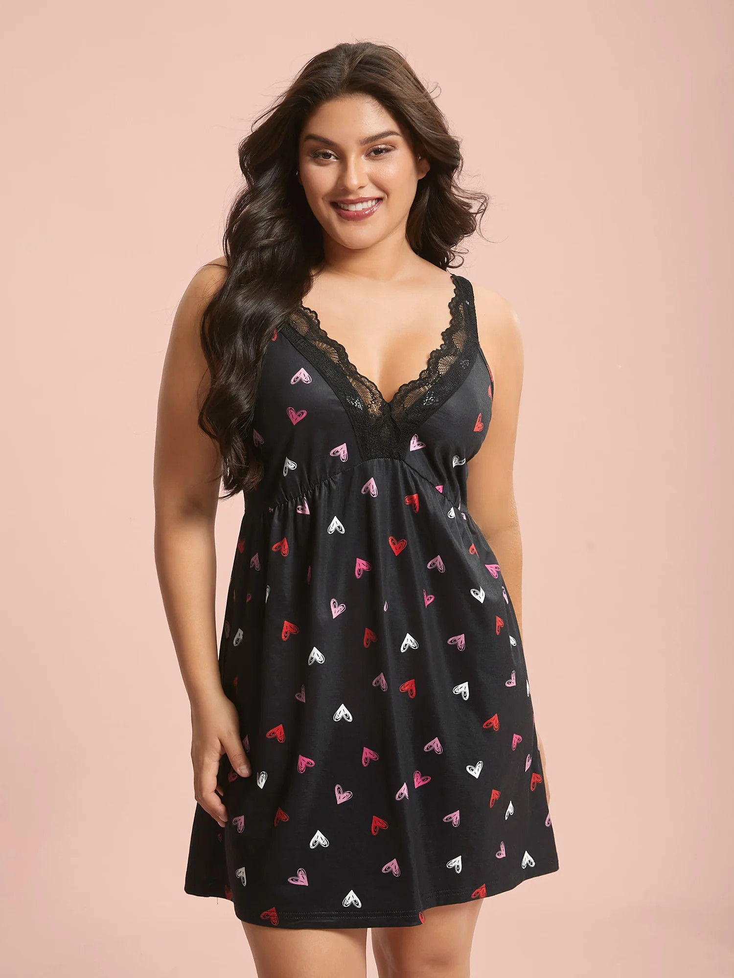 Multi-Color Lace Trim Stitch Lounge Dress | Bloomchic