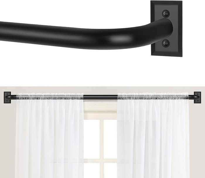 Black Wrap Around Curtain Rods 66 to 120:Blackout Heavy Duty Adjustable Long Window Curtain Rod R... | Amazon (US)