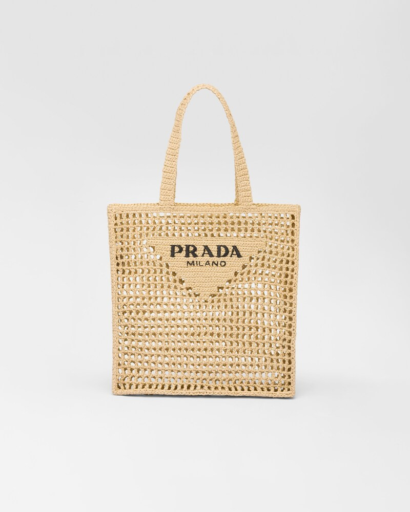 Raffia tote bag with logo | Prada Spa US