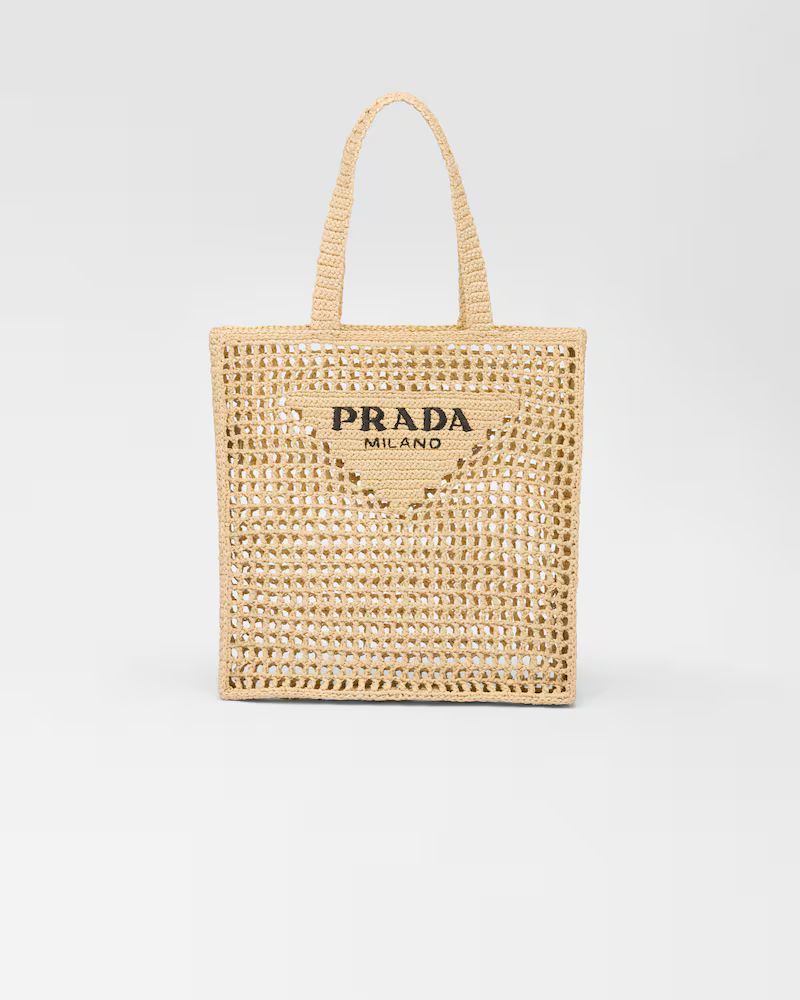 Raffia tote bag with logo | Prada Spa US