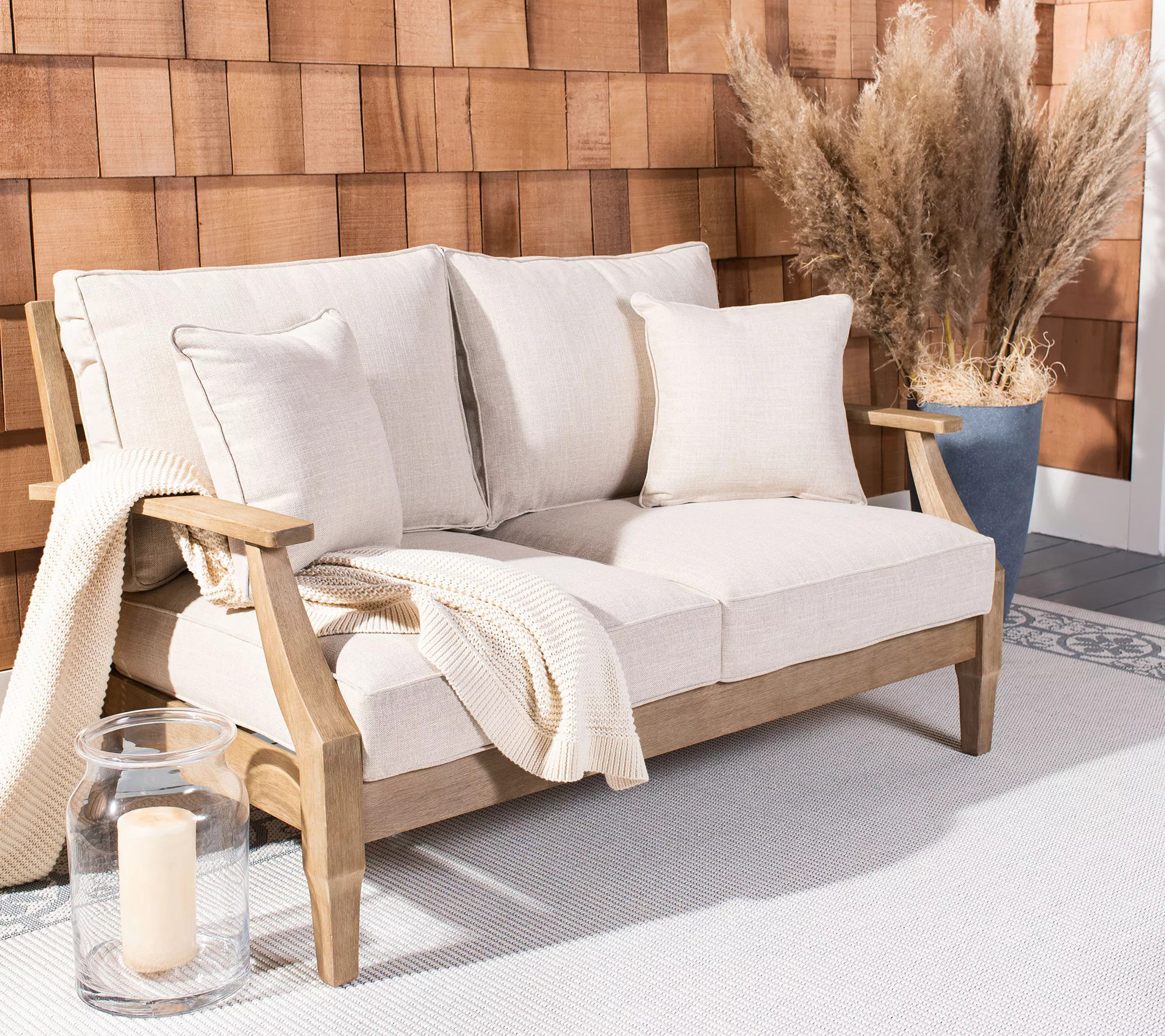 Safavieh Martinique Wood Patio Loveseat - QVC.com | QVC