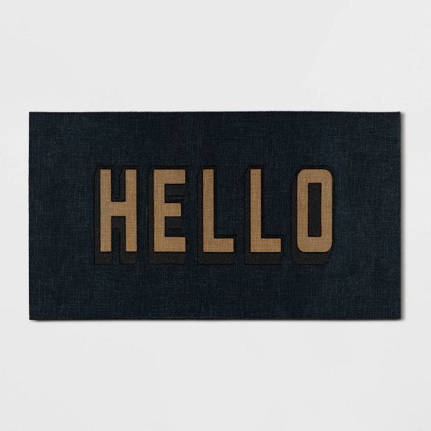 1'7.5"x3'11" 'Hello' Doormat Black/Tan - Threshold™ | Target