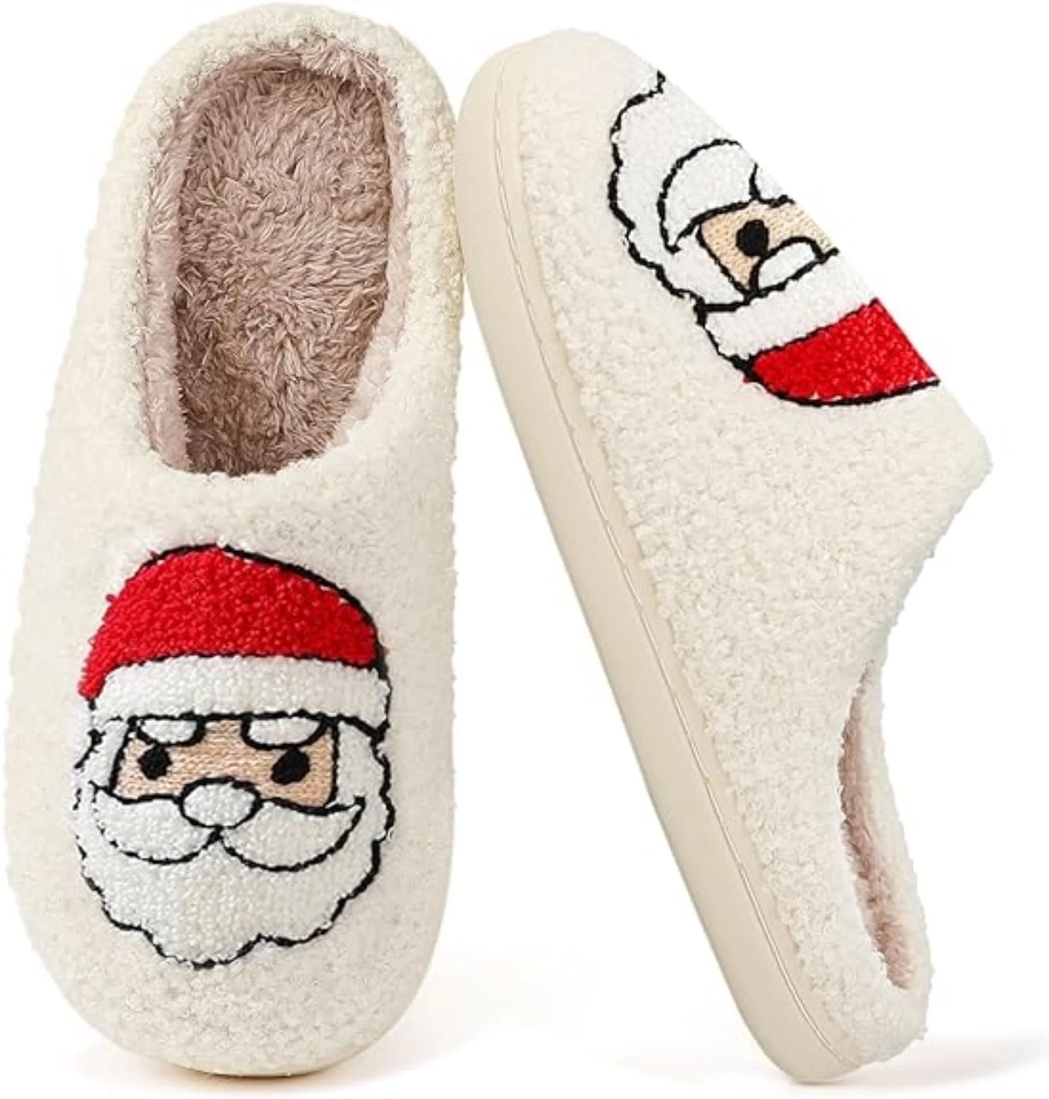 BERANMEY Christmas Reindeer Slippers for Womens Mens Plush Warm Santa Claus Slippers Fuzzy House ... | Walmart (US)