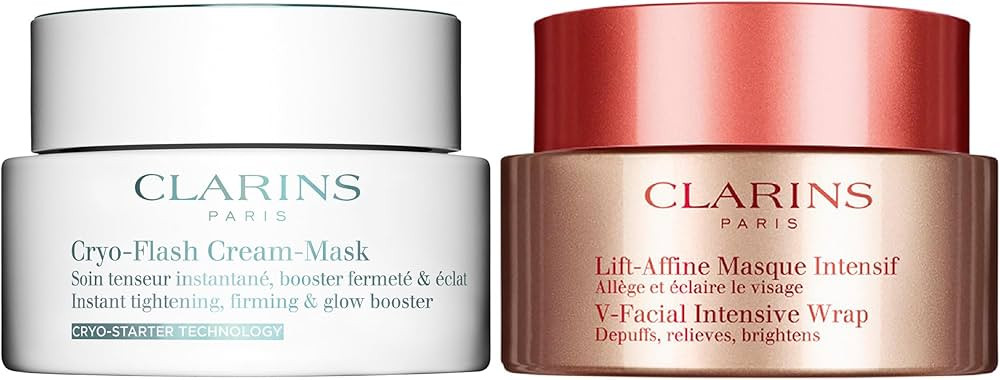 Clarins Cryo Flash Cream Mask and V-Facial Wrap Mask Bundle | Cold Face Mask For A Visible Lift E... | Amazon (US)