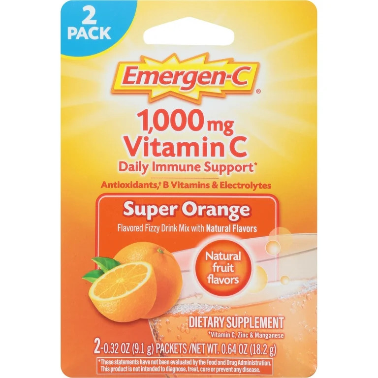 Emergen-C 1000mg Vitamin C Powder for Immune Support Super Orange - 2 Ct | Walmart (US)