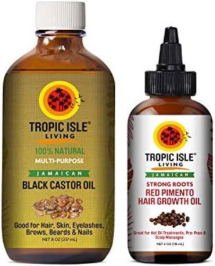 Tropic Isle Living Jamaican Black Castor Oil 8oz & Strong Roots Red Pimento Hair Growth Oil 4oz"S... | Amazon (US)
