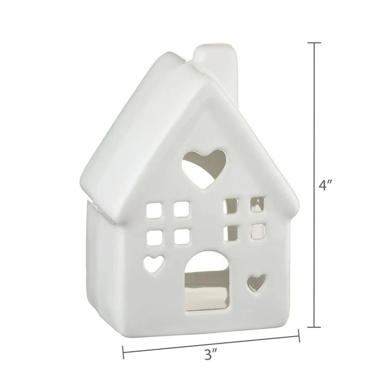 Ceramic House Tabletop Decoration, White, 4", Valentine's Day by Way To Celebrate | Walmart (US)