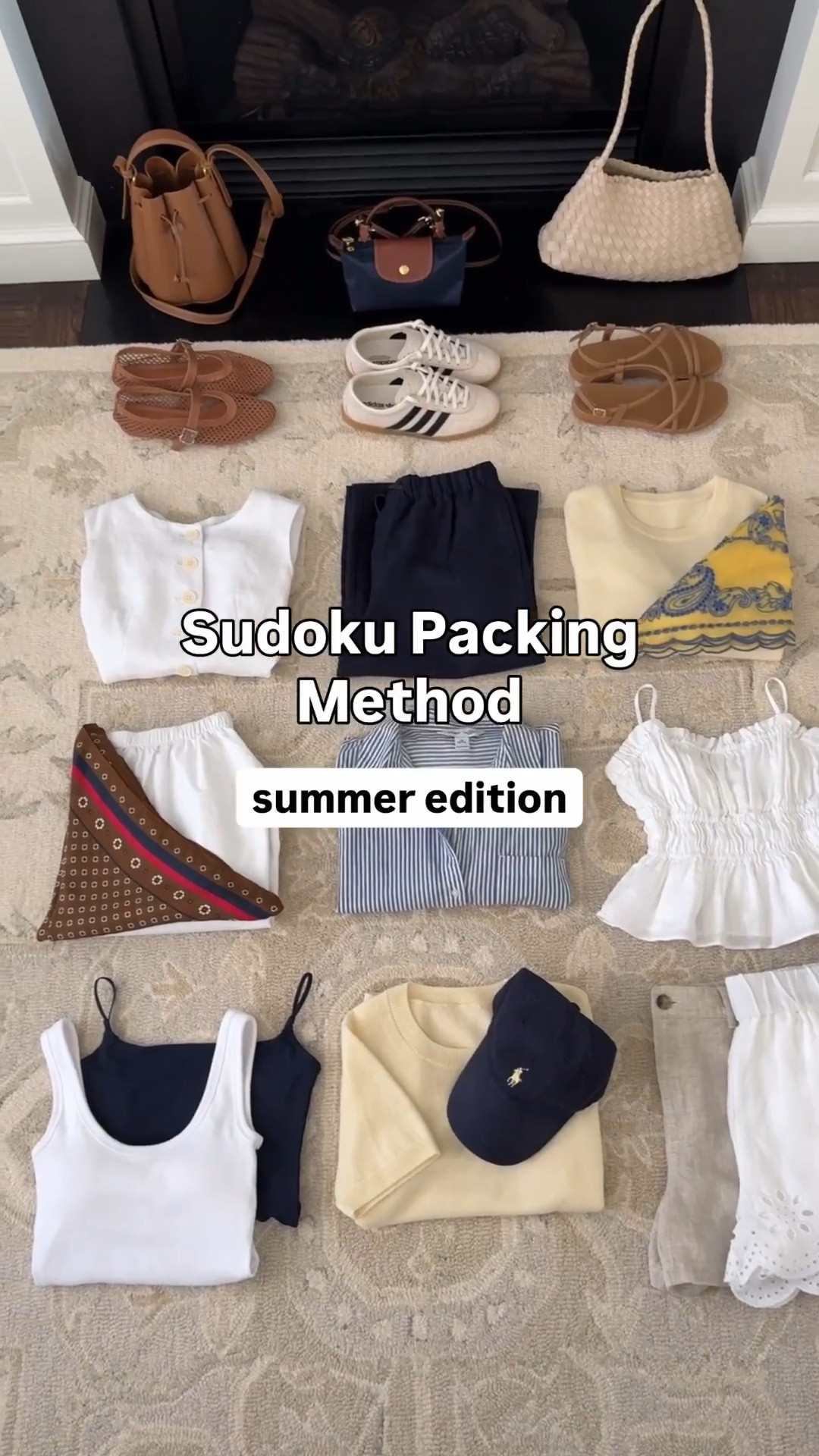 Summer capsule wardrobe. Tops: 
• J.Crew linen vest 00 
• Aritzia linen tie strap cami XXS, I could prob also do XS 
• yellow tee XS 
• Abercrombie tank w built in bra XS
• Aritzia contour cami XXS 
Bottoms: • J.Crew eyelet shorts XXS 
• Aritzia linen blend pants 2XS short 
• Madewell linen shorts 00 
• Aritzia poplin skirt 2XS, runs a little big 
Layers: • Old Navy oversized cotton shirt XS petite 
• Quince yellow sweater XS 
• Amazon poncho sweater wrap 
Shoes: • Adidas sneakers size 5
• Amazon mesh flats size 6, worn w inserts bc they don’t have much padding 
• fitflop Gracie sandals size 5

Sudoku capsule wardrobe, packing tips, summer vacation, travel tips, petite friendly mom style, Europe Italy outfits

#LTKPetite #LTKTravel #LTKSeasonal