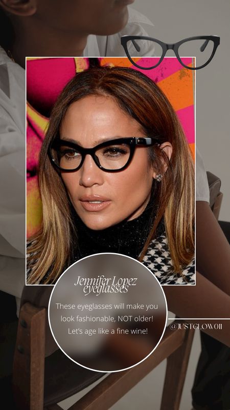 Jennifer Lopez black cat eye glasses/readers
These eyeglasses are really modern and chic, and will not make you look older, but fashionable 

Follow for more style tips 



#LTKmidsize #LTKstyletip #LTKover40