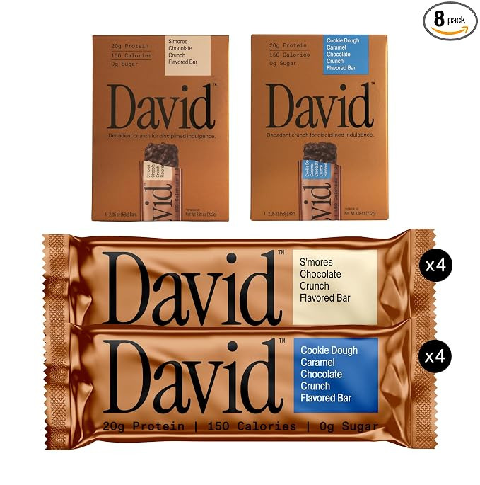 David Bronze High Protein Bars - Cookie Dough Caramel Chocolate Crunch & S'mores Chocolate Crunch... | Amazon (US)