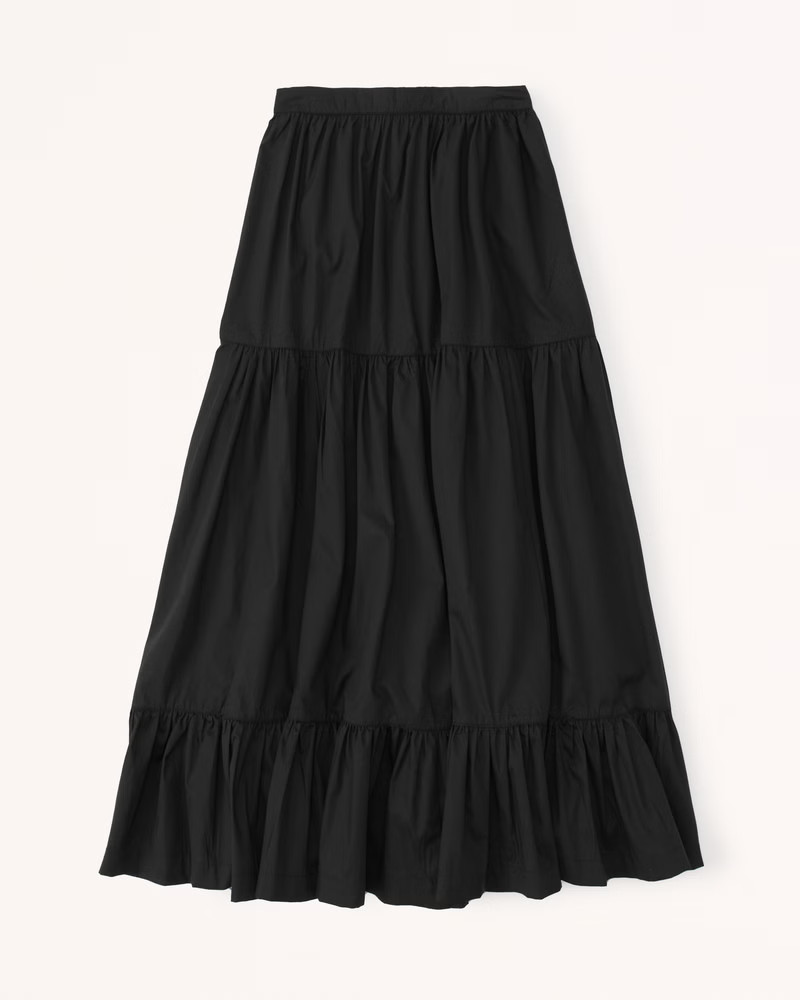 Resort Tiered Poplin Maxi Skirt | Abercrombie & Fitch (US)