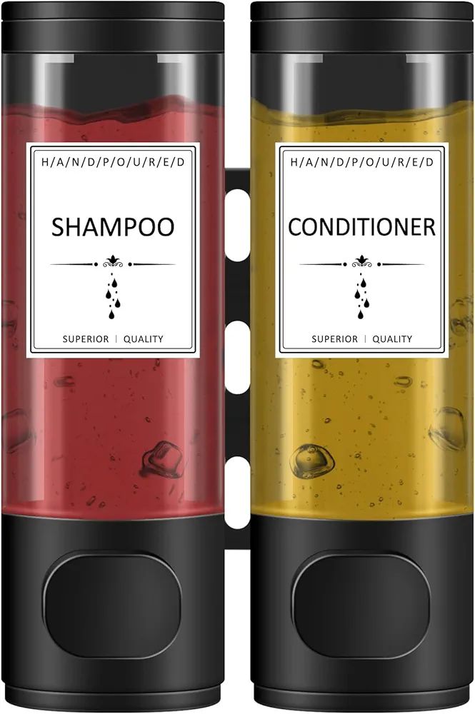 Shampoo and Conditioner Dispenser, Bathroom Shower Dispenser 2 Chamber No Drill Shampoo Dispenser... | Amazon (US)