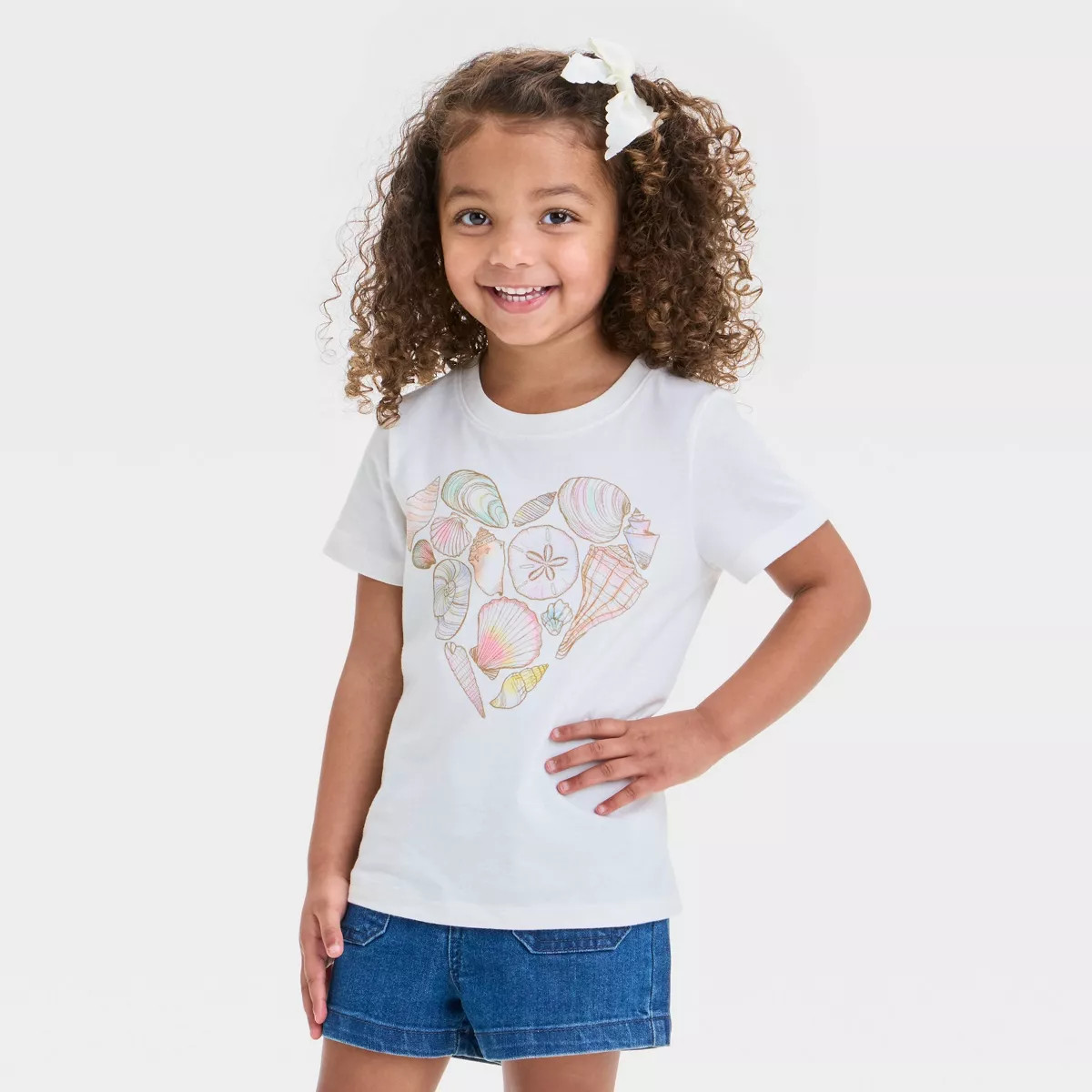 Toddler Girls' Seashell Heart Graphic T-Shirt - Cat & Jack™ Cream | Target
