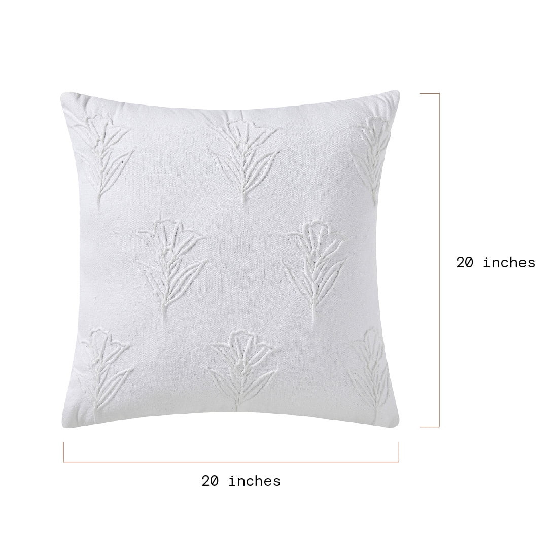 Beautiful Floral Pleated Cotton Decorative Pillow by Drew Barrymore, 20" x 20", White | Walmart (US)