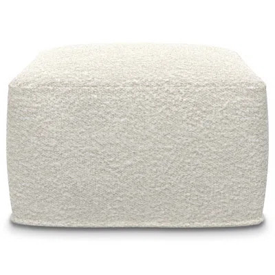 Chantal 24"W Upholstered Polyester Square Pouf with Ivory Boucle Design | Wayfair North America