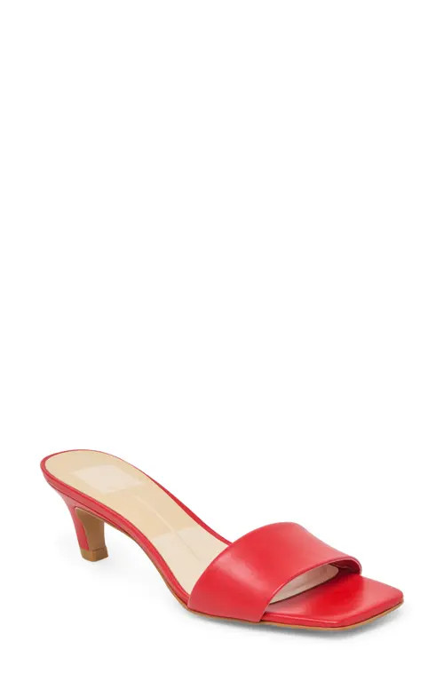 Dolce Vita Rexa Kitten Heel Slide Sandal in Chili Leather at Nordstrom, Size 6.5 | Nordstrom