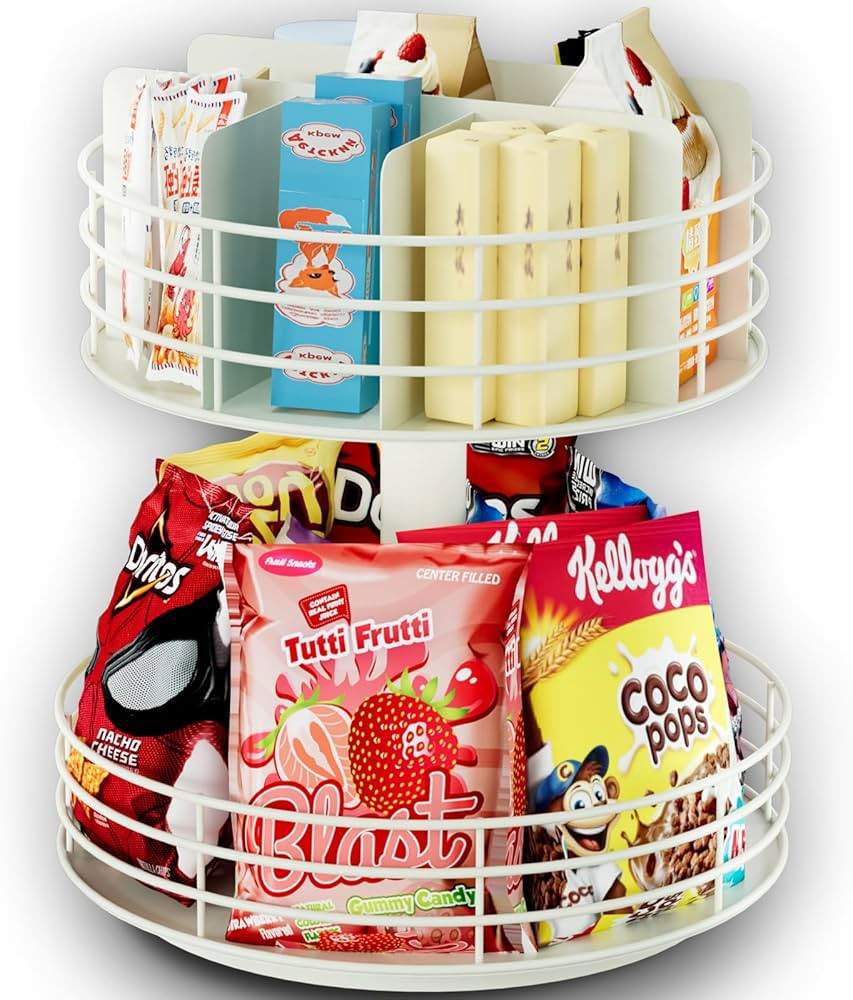 Snack Organizer - Versatile Snack Storage 2 Tier Lazy Susan with Convenient Grab-and-Go Design, M... | Amazon (US)