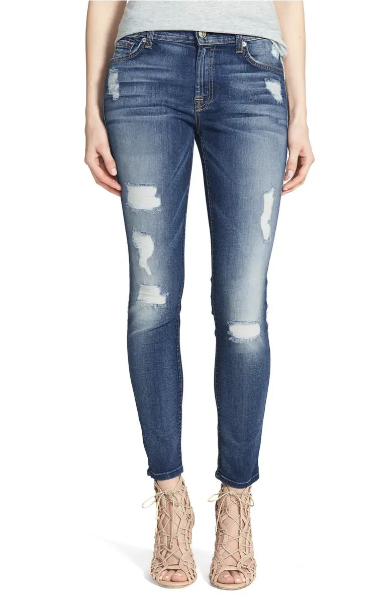 7 For All Mankind® Ankle Skinny Jeans (Distressed Authentic Light) | Nordstrom