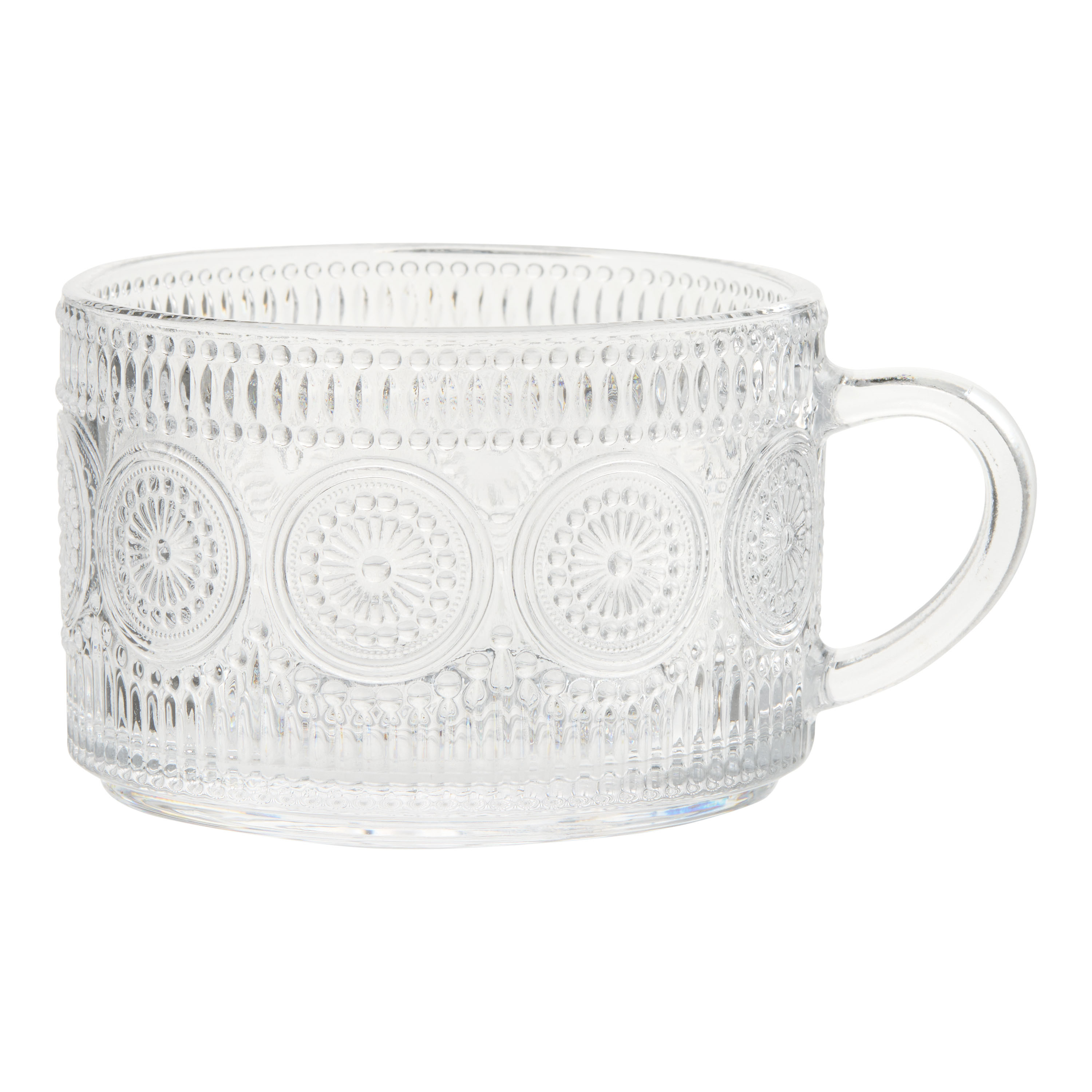 Medallion Pressed Glass Mug Set of 2 - World Market | World Market