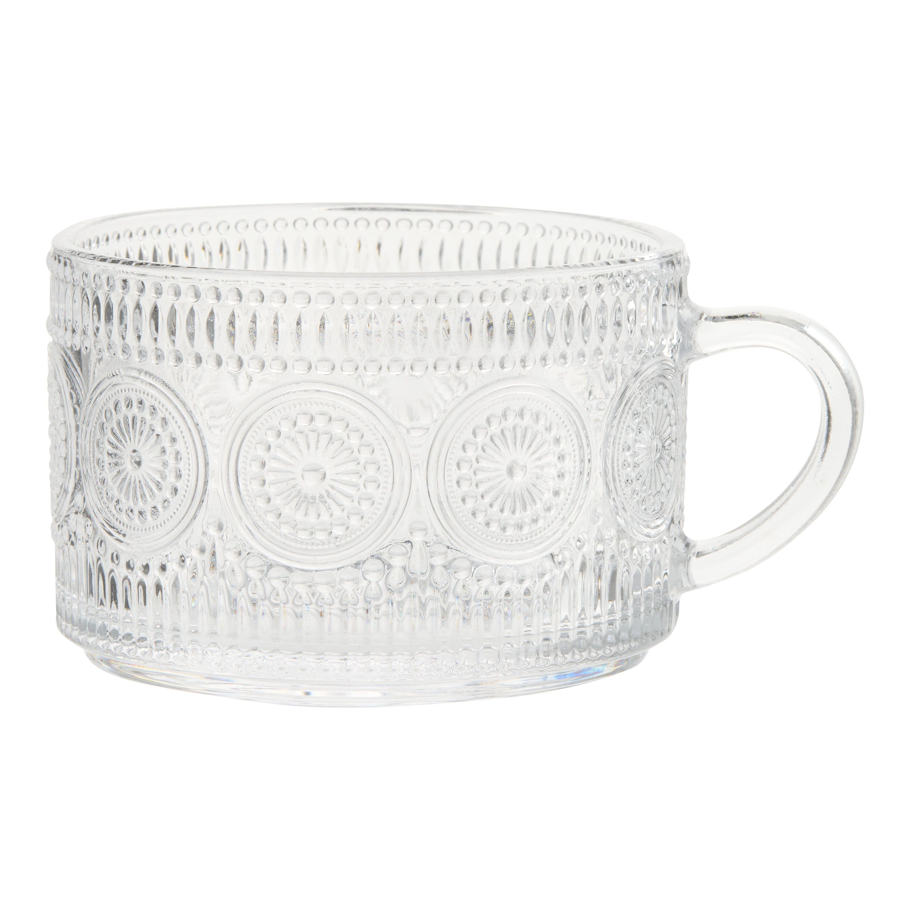 Medallion Pressed Glass Mug Set of 2 | World Market