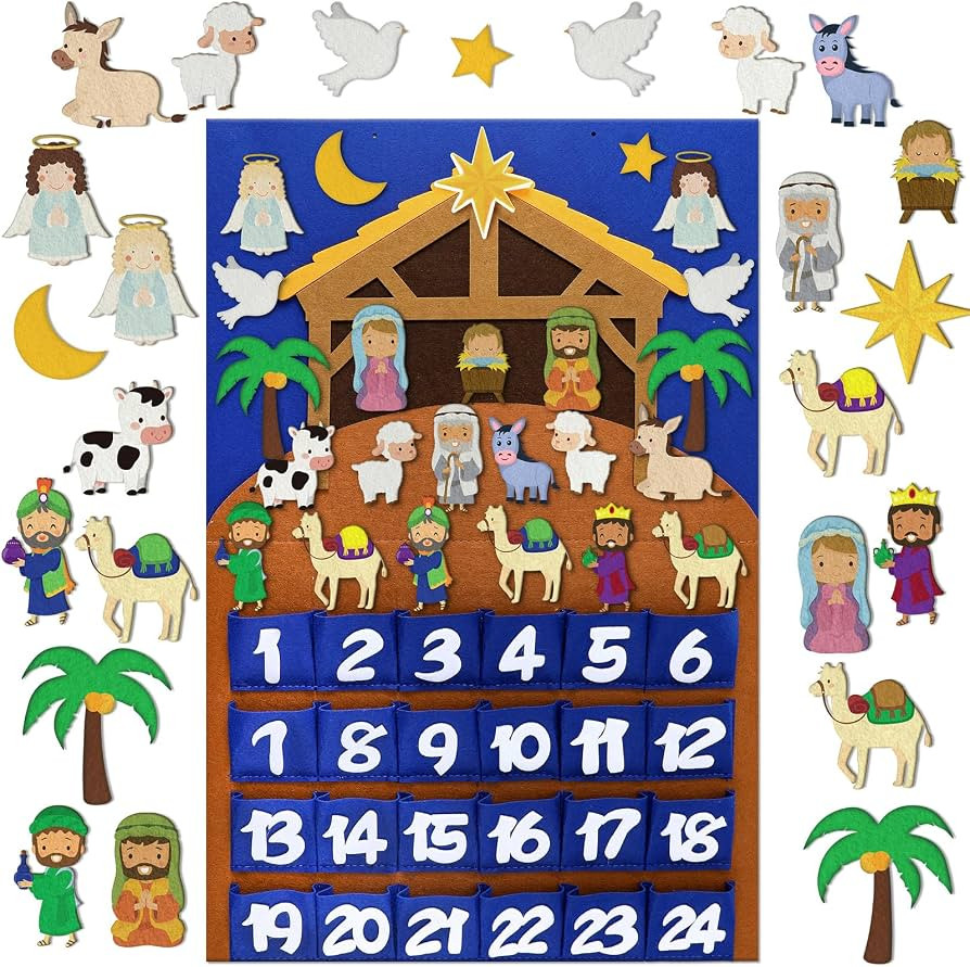 Nativity Advent Calendar 2ft Felt Religious Christmas Advent Calendar for Kids Jesus Christian Na... | Amazon (US)
