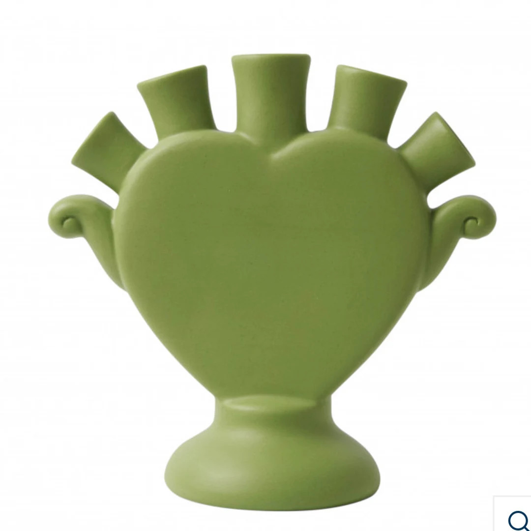 Tulip vase heart shape green KLEI | Etsy (US)