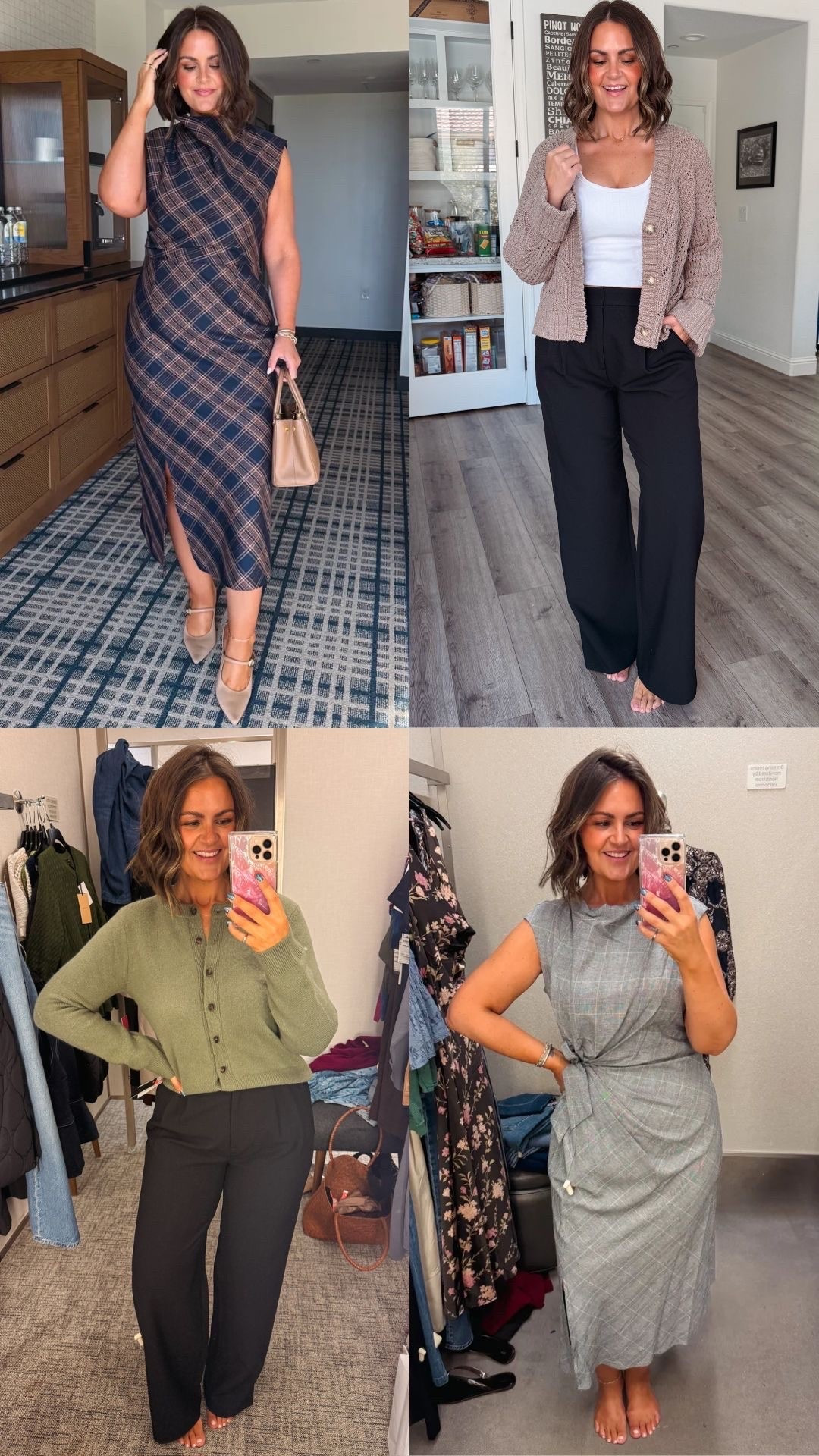 Office outfits that don’t actually feel like “work” 🤭 Comfy, cute & still put together enough for the office! 

Blue plaid dress, 12 Grey plaid dress, 10 (sized down) Cardigan and Tank top, Large Trousers, 32 (sized up 1) Red dress, Large Fushica Sweater, Medium Old Navy sweater, Large, Jeans, 31R Black dress, Medium Green sweater, Large, Black Trousers, 12

#LTKMidsize #LTKSeasonal #LTKWorkwear