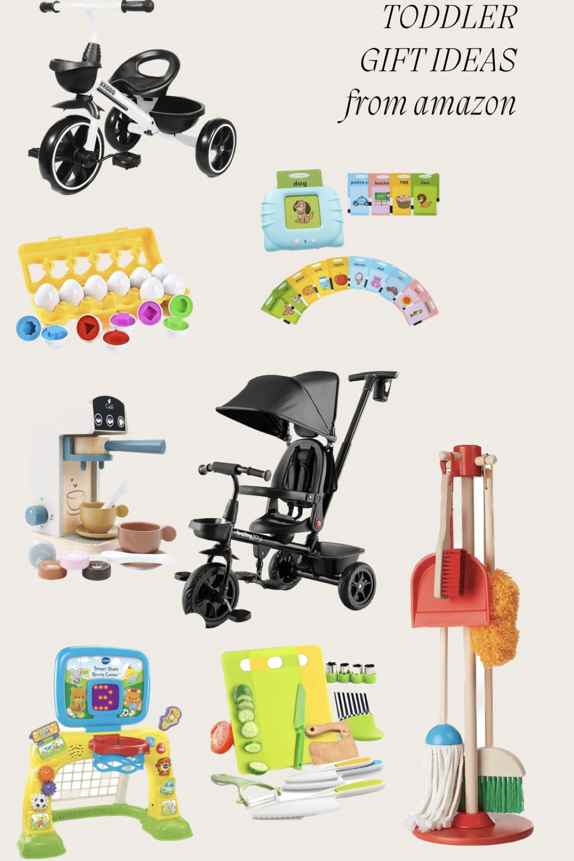 toddler gift ideas. How cute is the wooden toy espresso machine!? We also have the card reader to help with speech. The trike looks so fun and I like that there’s a handle, would be fun in the summer when he’s not wanting to be in the stroller anymore. 

#LTKbaby #LTKkids #LTKGiftGuide