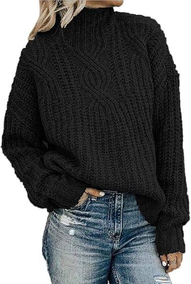 INIBUD Sweaters for Women Turtle Neck Chunky Pullover Cable Knit Sweater Long Sleeve Tops | Amazon (CA)