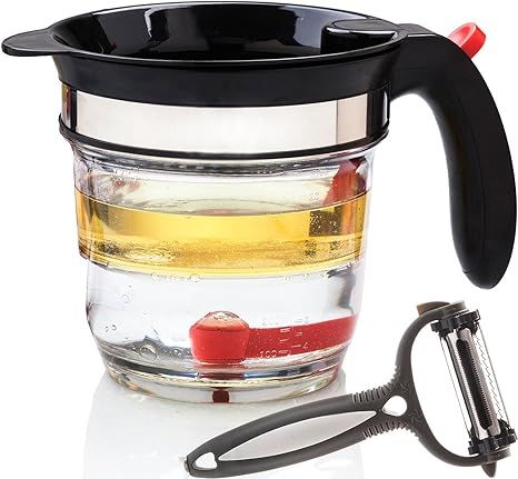 Fat Separator With Bottom Release - 4 Cup Gravy & Fat Separator with Strainer | Amazon (US)