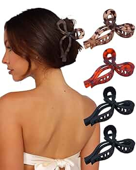 4 PCS Bow Hair Clips Bow Claw Clip for Women Nonslip Large Hair Claw Clips for Thin and Thick Hai... | Amazon (US)