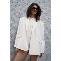 Womens Essentials Tailored Oversized Double Button Blazer - White - 4 | boohoo (US & Canada)