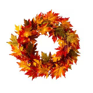 Glitzhome® 24" Fall Lighted Maple Leaves Wreath | Michaels Stores