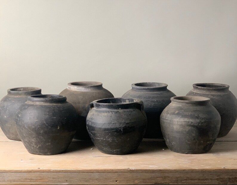 Small Vintage Black Grey Pot (Free Shipping) | Etsy (US)