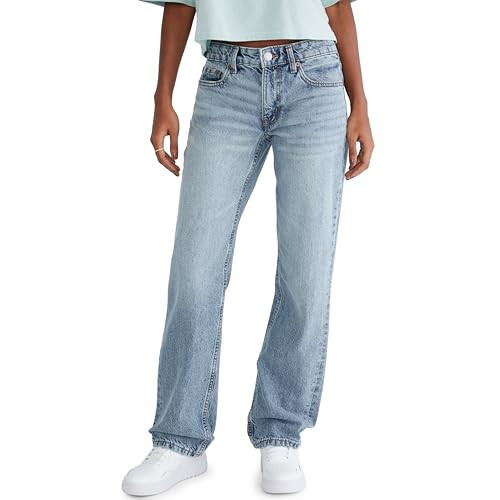 AEROPOSTALE Women's Low Rise Baggy Jean, Medium Wash, 0R | Amazon (US)