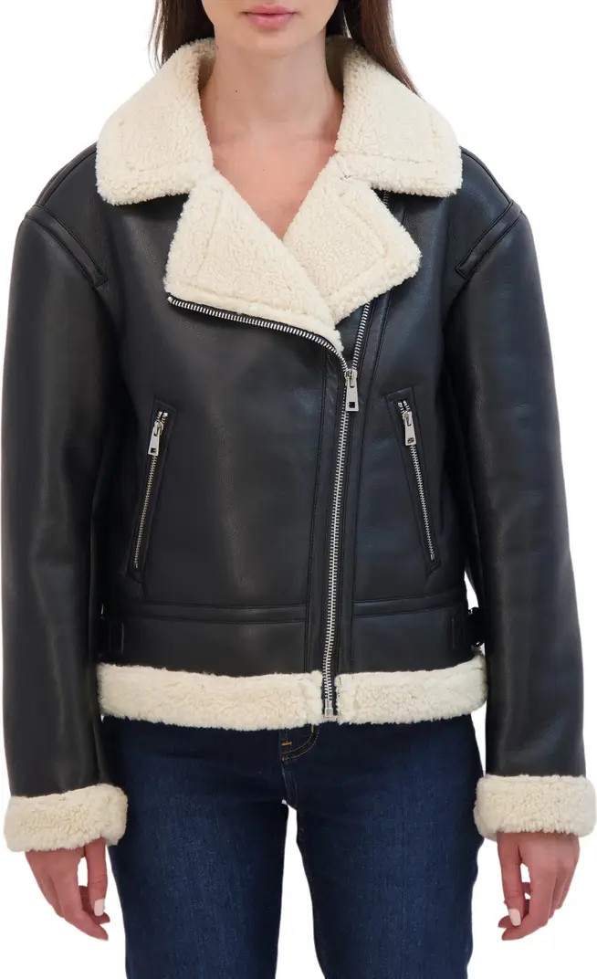 Sebby Faux Shearling Faux Leather Biker Jacket | Nordstromrack | Nordstrom Rack