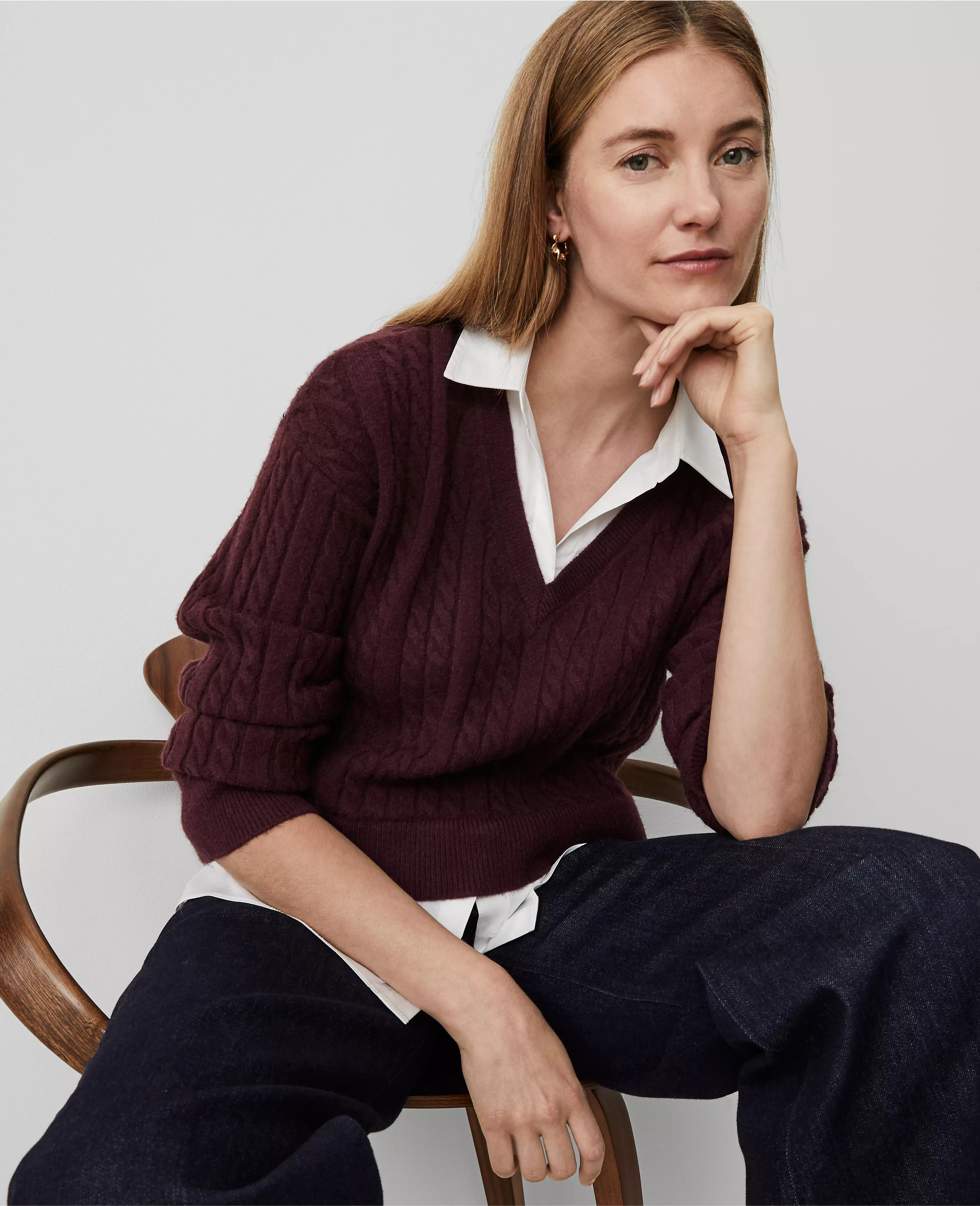 Petite Collared Mixed Media Sweater | Ann Taylor (US)