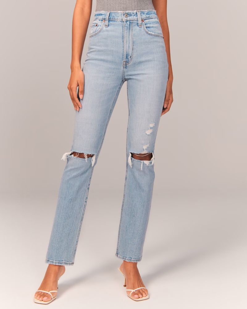 Ultra High Rise Ankle Straight Jeans | Abercrombie & Fitch (US)