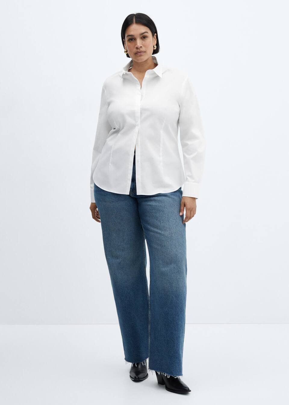 Fitted cotton shirt -  Women | Mango USA | MANGO (US)
