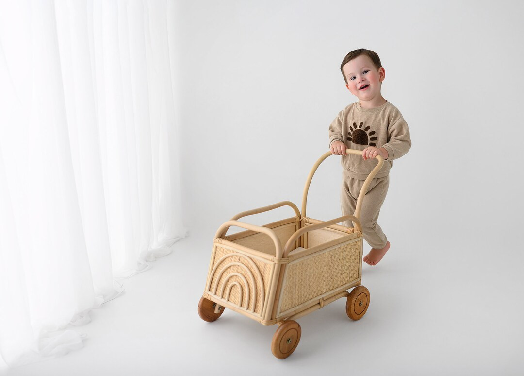 Rainbow Rattan Toddler Push Cart Children's Toy Baby Walker Toy and Storage - Etsy | Etsy (US)