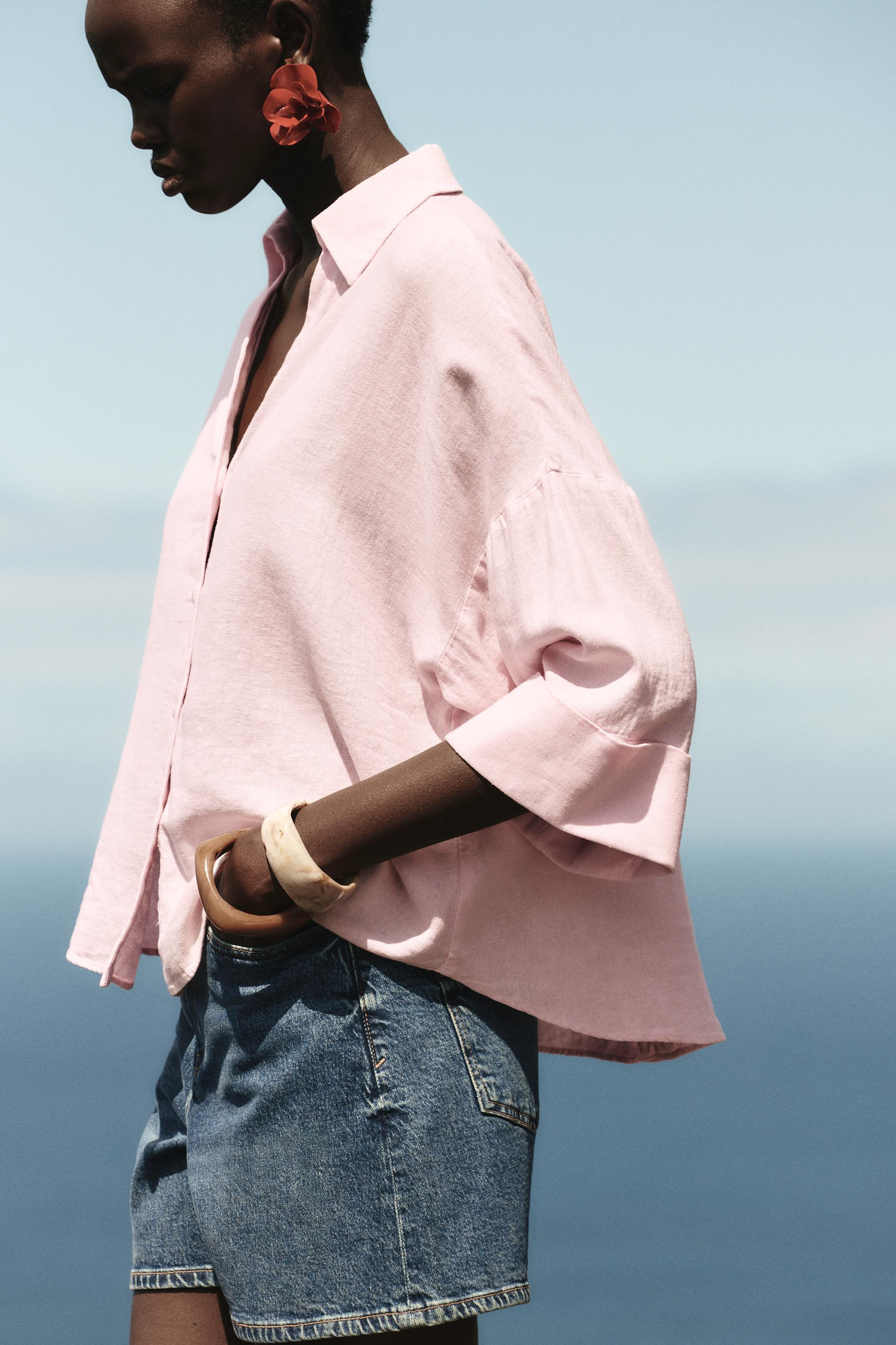 WIDE SLEEVE LINEN SHIRT | Zara US