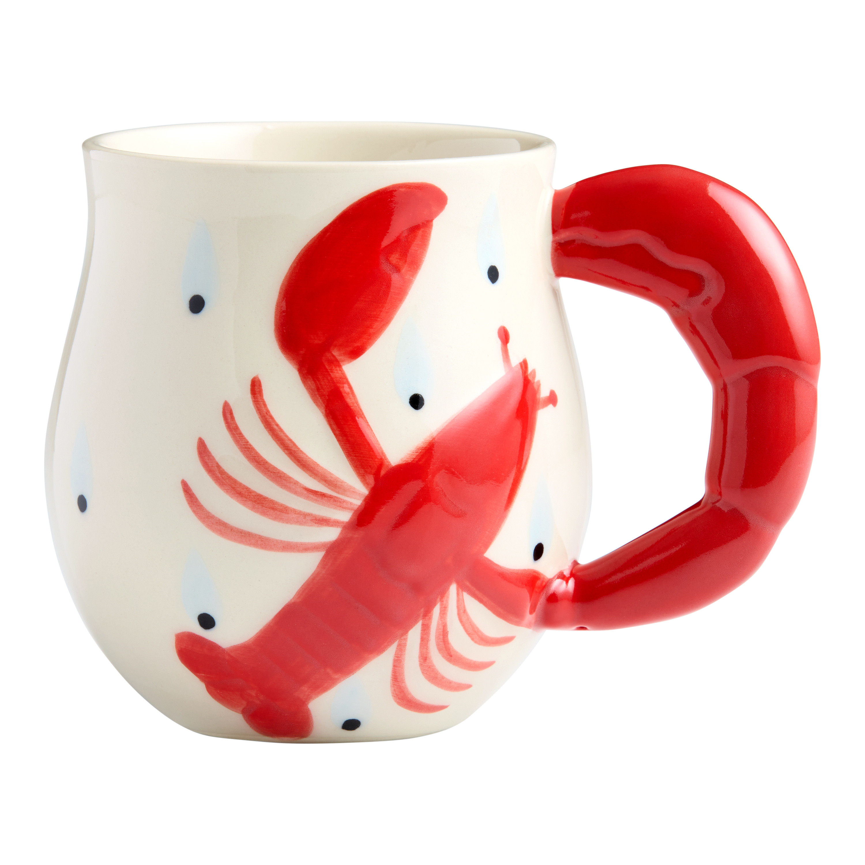 Red Lobster Shaped Handle Hand Painted Ceramic Mug | World Market